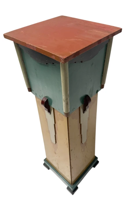 Art Deco Amsterdamse Schoo Hand-Painted Decorativel Pedestal, 1920s